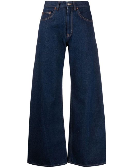 Jean ample en denim de coton taille mi-haute MM6 by Maison Martin Margiela en coloris Blue