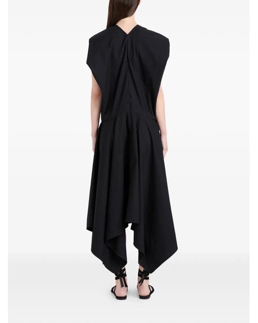 Proenza Schouler Black Sybella Handkerchief-Hem Midi Dress