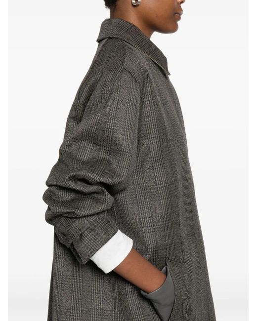 The Row Gray Wool-Silk Check Coat