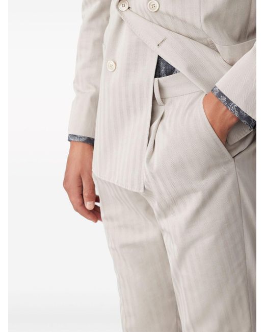 Brunello Cucinelli Natural Striped Tailored Trousers for men