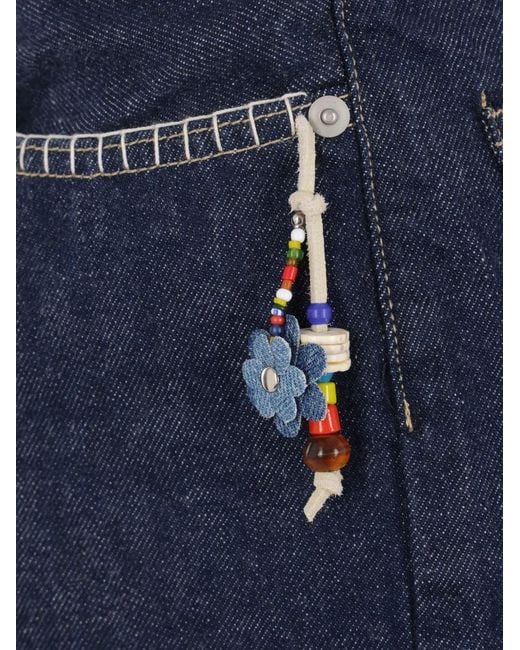 Kuro Blue Bead-Embellished Bermuda Shorts
