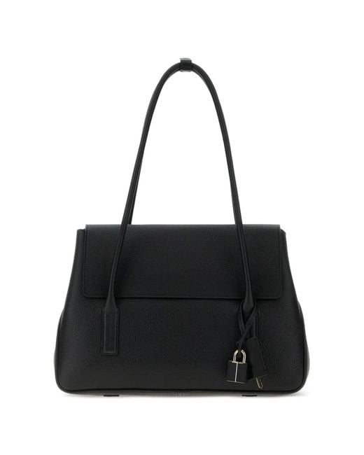 Tom Ford Black Grained Leather Tote Bag