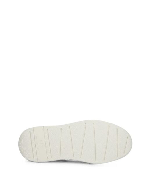ARMANI EXCHANGE Black Logo-Patch Pebbled Sneakers for men