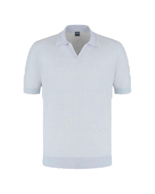 Fedeli Blue T-Shirt En Maille À Col V for men