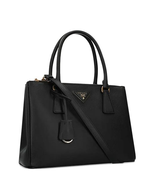Prada Black Top-Handle Logo-Plaque Tote Bag