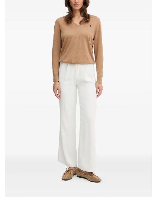 Polo Ralph Lauren White Polo Pony V-Neck Top