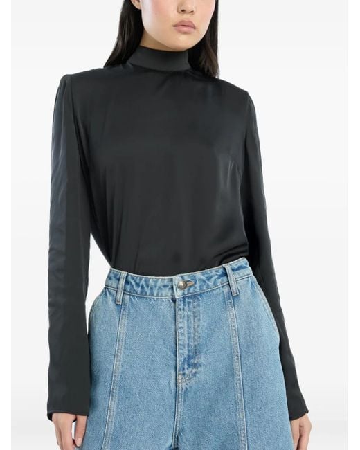 ROTATE BIRGER CHRISTENSEN Black Draped-Back Top