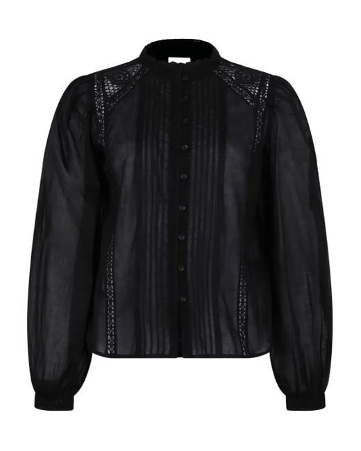 Isabel Marant Black Button Shirt With Lace Inserts