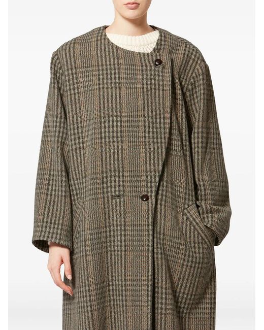 Isabel Marant Natural Renee Checked Button Coat