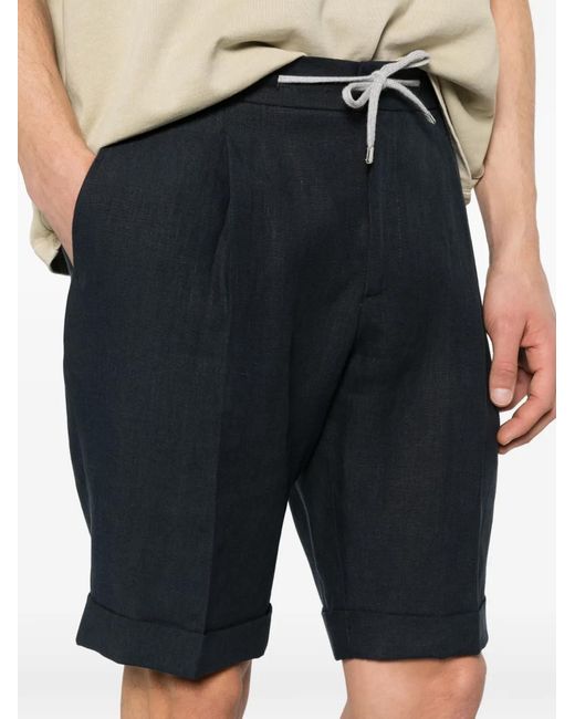 Arte' Black Drawstring Pleated Shorts for men