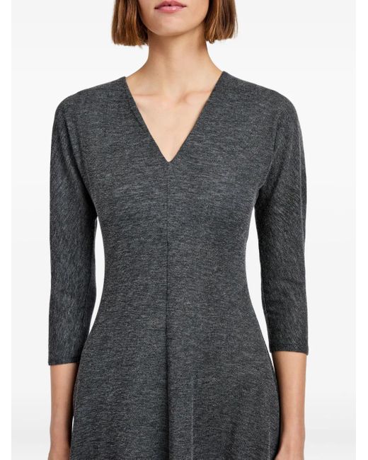 Proenza Schouler Black Livia V-Neck Flared Midi Dress