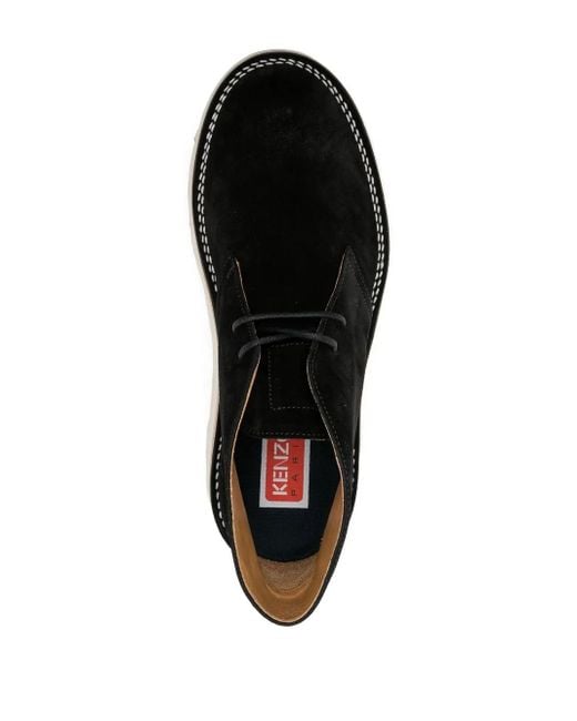 KENZO Black Wave Lace-Up Ankle-Boots for men