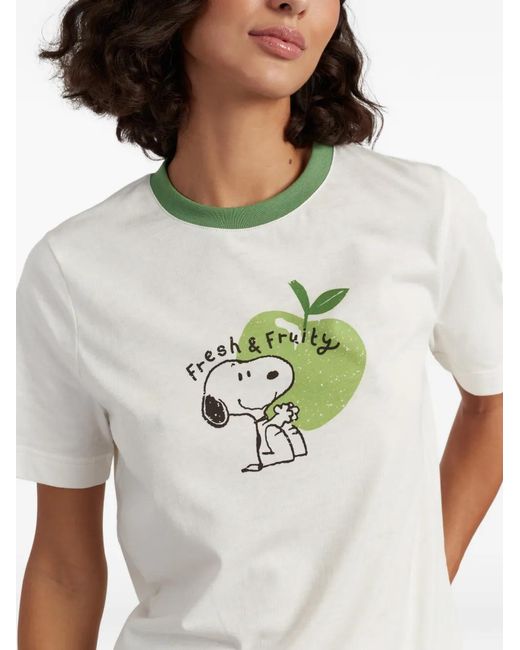 Chinti & Parker White Snoopy Apple Graphic T-Shirt