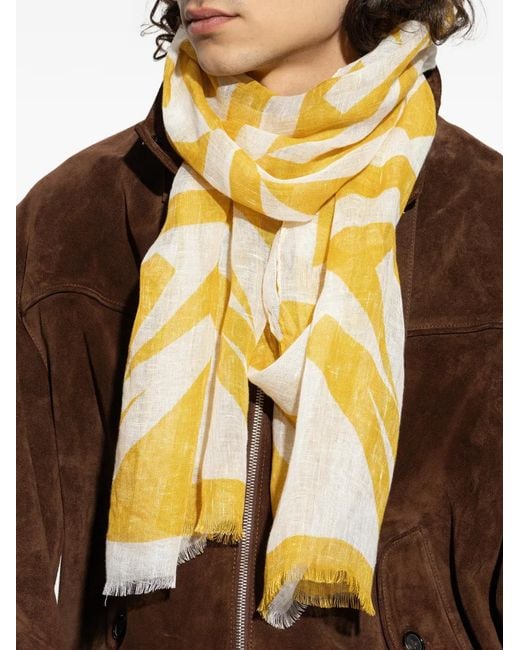 Moschino Yellow Frindged-Edge Scarf