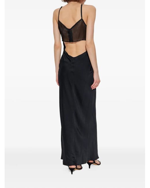 IRO Black Lace-Insert Midi Slip Dress