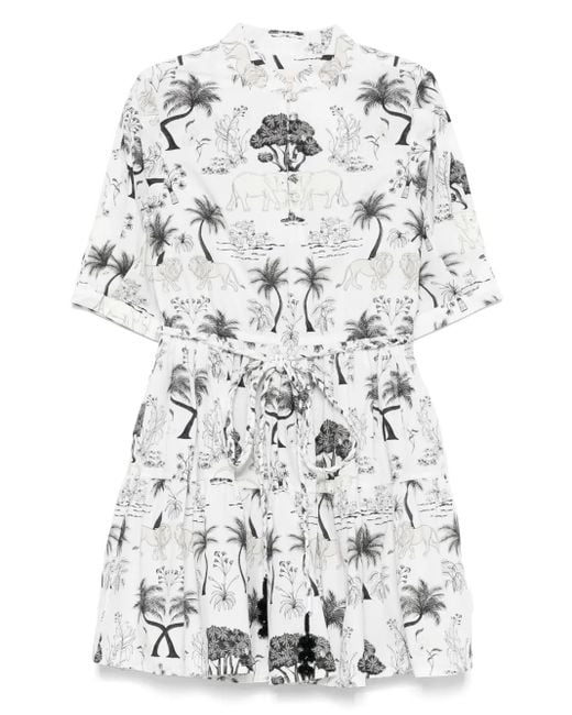 VERANDAH グラフィック ミニドレス White