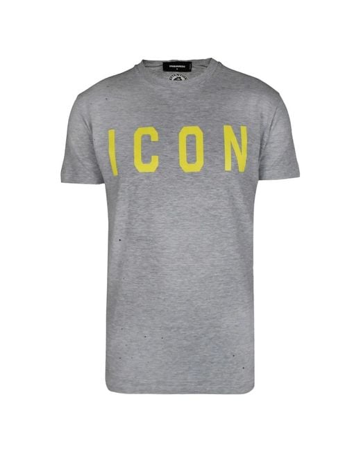 DSquared² Gray Logo-Print T-Shirt for men