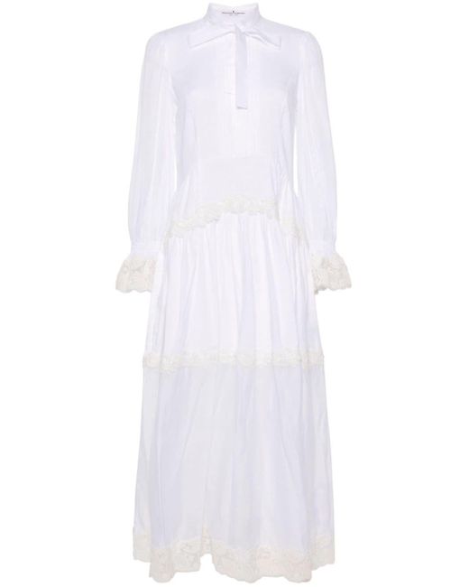 Robe longue à détails en dentelle Ermanno Scervino en coloris White