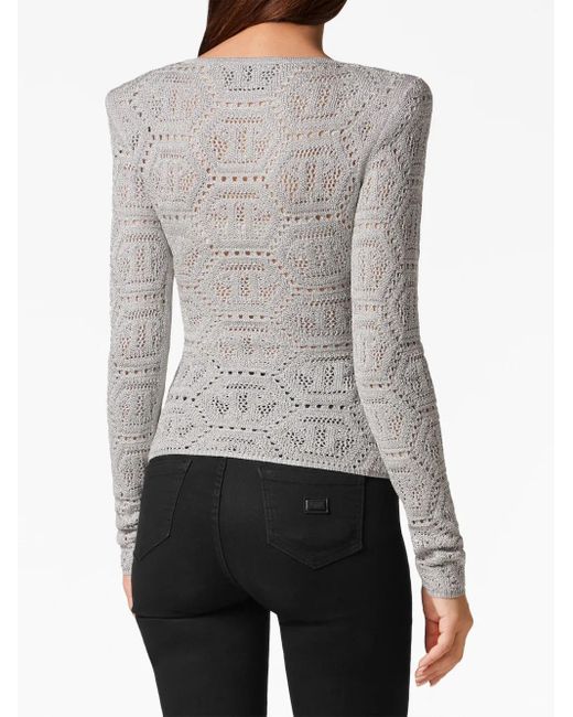 Philipp Plein Top Met Geborduurd Logo in het Gray