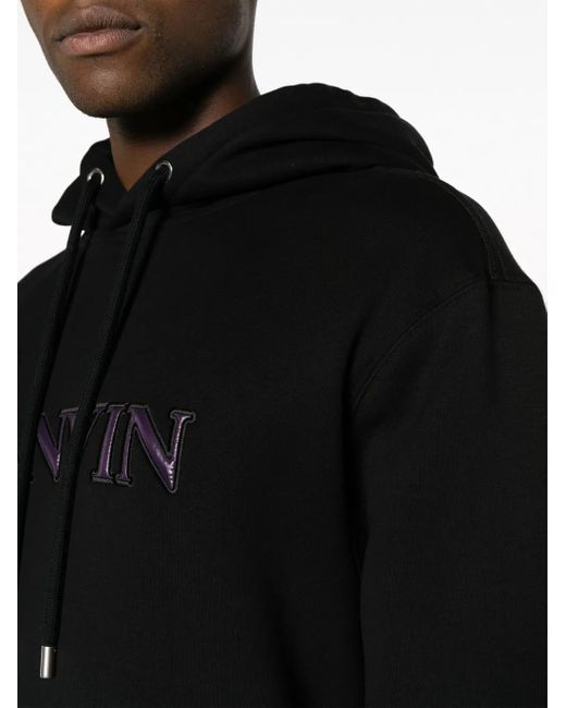 Lanvin Hoodie Met Logopatch in het Black voor heren