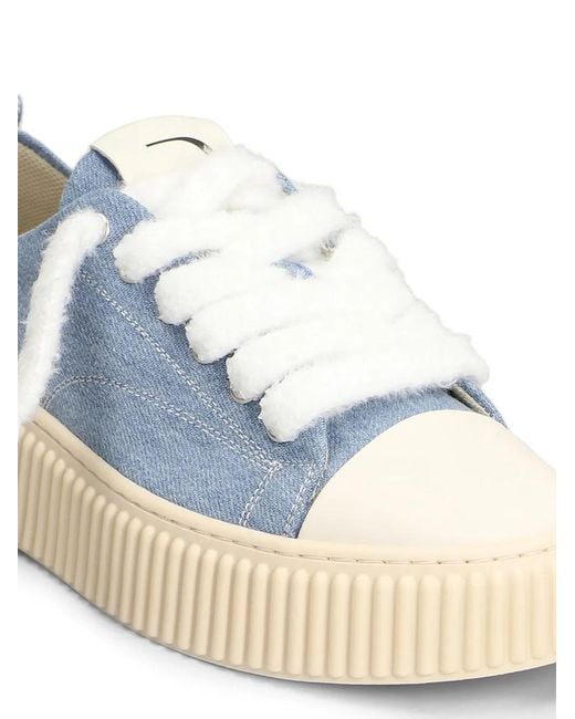 Rhun Blue Denim-Texture Platform Sneakers