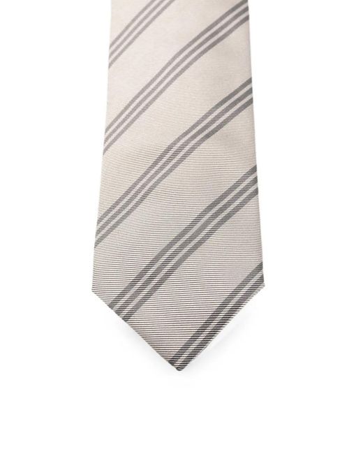 Lardini White Striped-Pattern Tie for men
