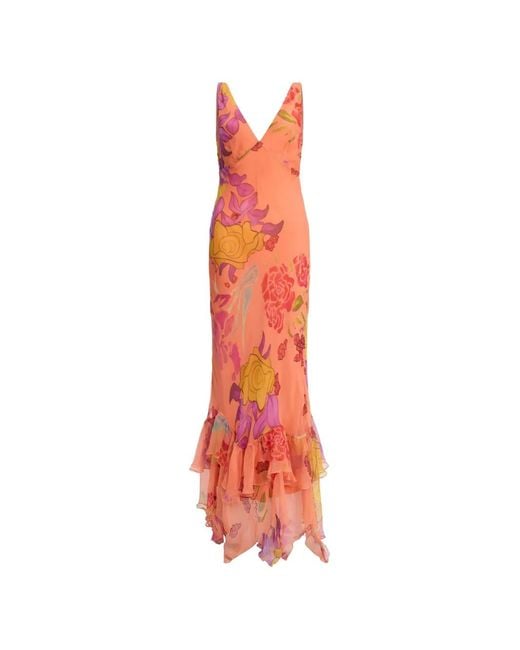 Donde Esteban White Guava Flores Maxi Dress