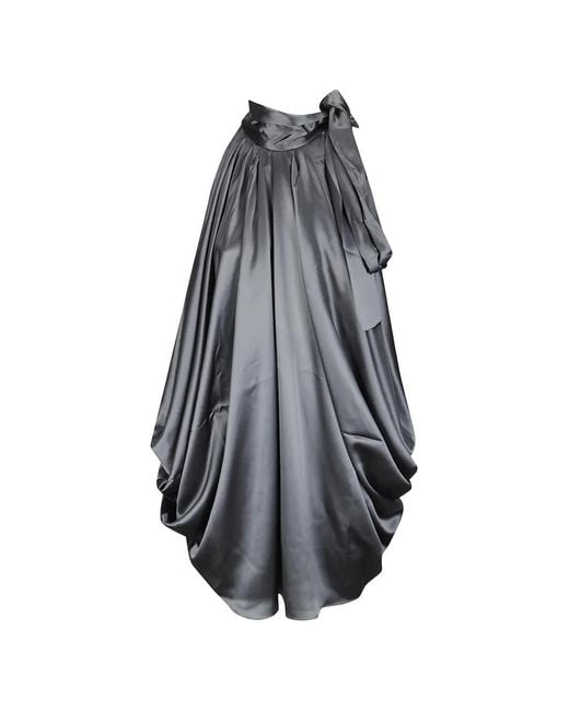 7 For All Mankind Gray Petal Bow-Detail Draped Mini Dress