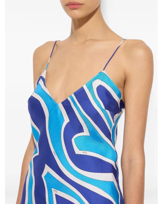 Emilio Pucci Blue Printed Silk Top