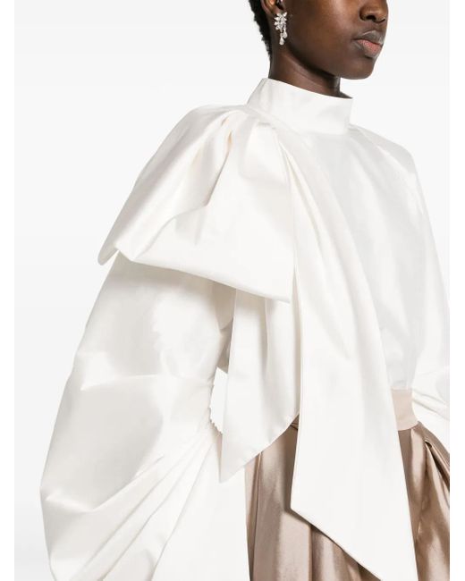 Gaby Charbachy Natural Satin Flared Skirt Set