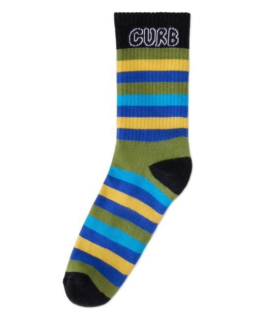 Lanvin Blue Striped Curb-Lettering Socks for men