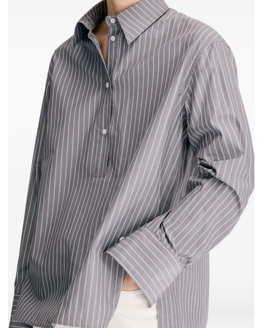 Loulou de Saison Gray Colton Striped Shirt