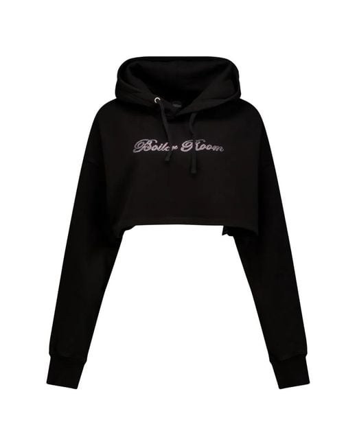 BOILER ROOM Black Cropped Hoodie
