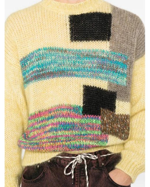 Magliano Yellow Pasta Intarsia-Knit Sweater for men