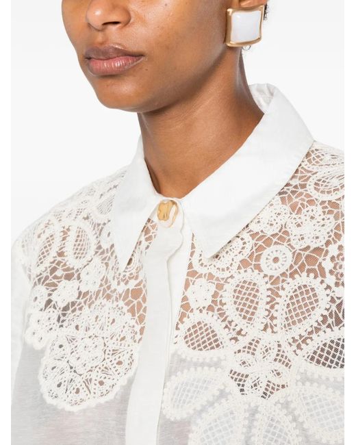 Aje. White Gia Embroidered Shirt