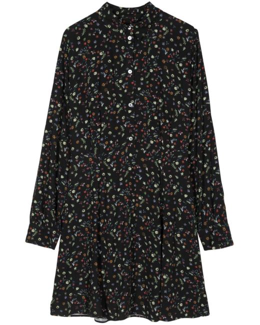 PS by Paul Smith Black Kleid mit Streifen und floralem Print