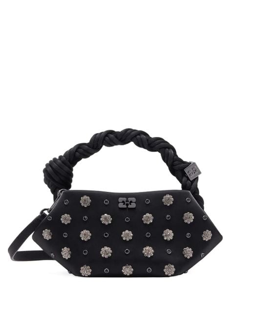 Ganni Black Mini Bou Tote Bag mit Nieten