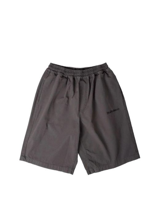 No Problemo Gray Embroidered-Logo Shorts