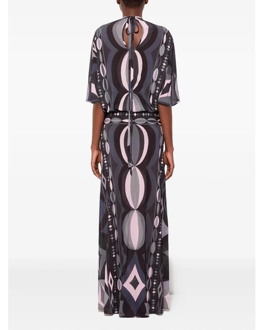 Emilio Pucci White Langes Kleid mit Print