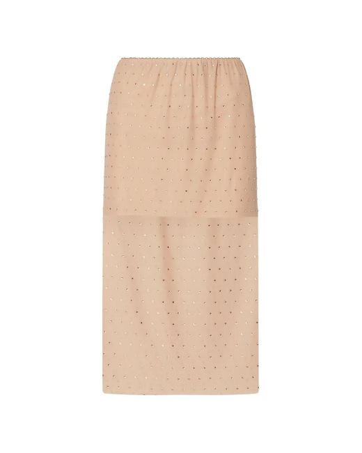 Liu Jo Natural Embroidered Tulle Midi Skirt