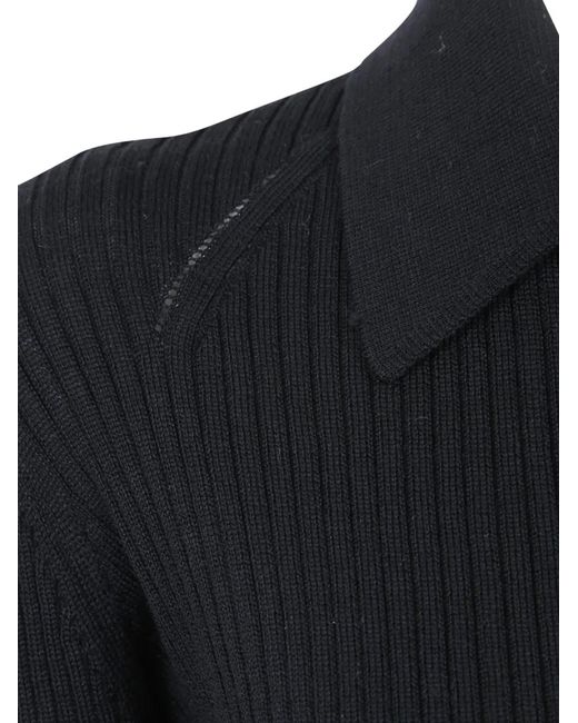 mfpen Blue Partial Placket Polo Shirt