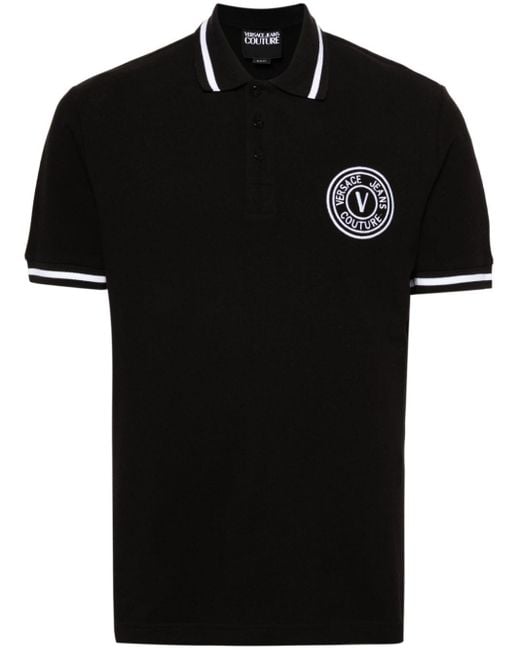 Versace Pikee-Poloshirt mit V-Emblem in Black für Herren