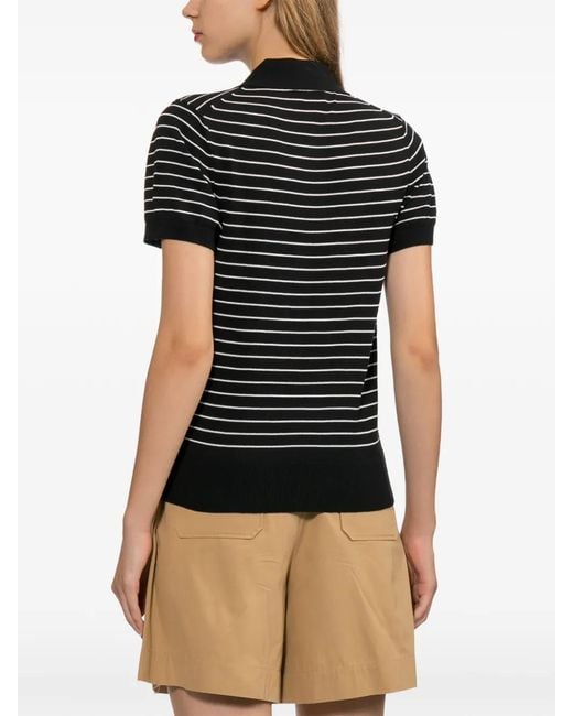 A.P.C. Black Striped-Knit Polo Shirt