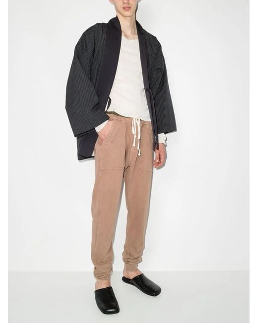 Greg Lauren Natural Drawstring Cotton Track Pants for men