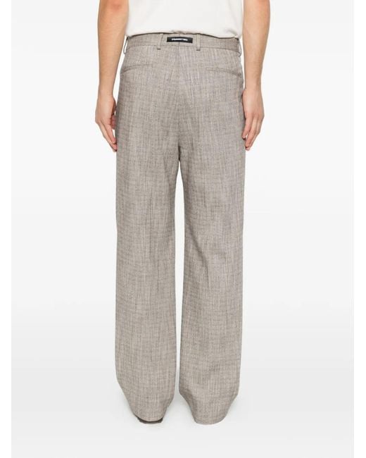 Karl Lagerfeld Gray Pleated-Design Trousers for men