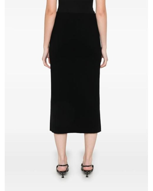 P.A.R.O.S.H. Black Knitted Midi Skirt