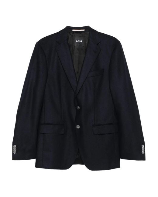 Boss Blue Single-Breasted Coat for men