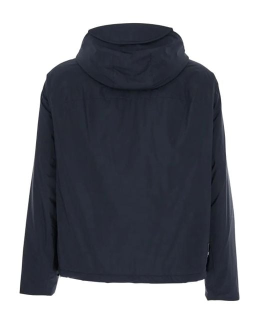 Emporio Armani Blue Hooded Zip-Front Jacket for men