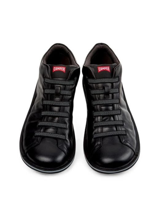 Camper Black Beetle Smooth Leather Sneakers for men