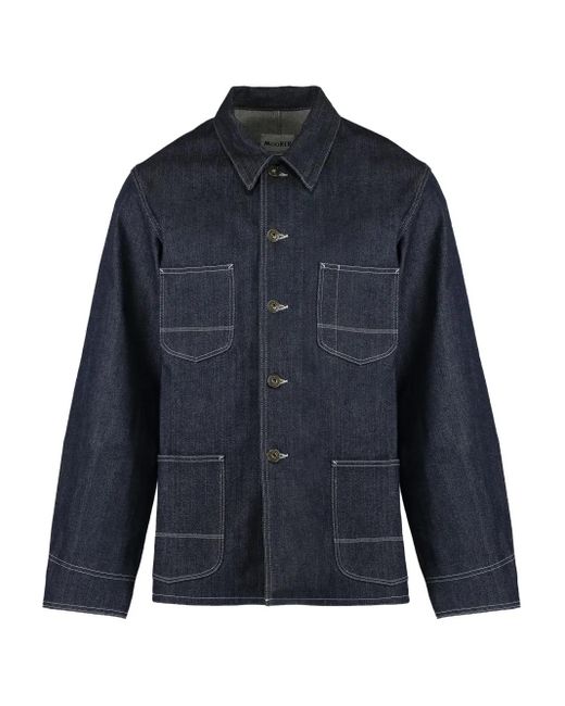 Moorer Blue Four-Pocket Cotton Shirt for men